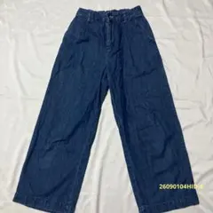 ブルー デニム ワイドパンツ インディゴ ウエストゴム ゆったり