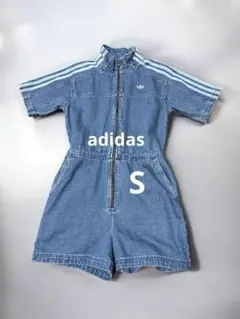 【adidas】 デニムジャンプスーツS トレフォイル スリーライン