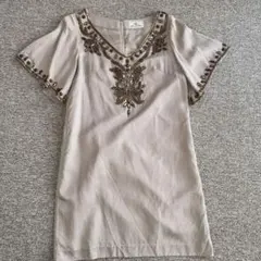 グレースコンチネンタル　ワンピース　ビーズ　刺繍 ベージュ 高級ワンピース