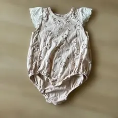 フラワープリント レース袖ロンパース 70-80cm
