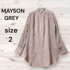 MAYSON GREY 洗えるシアーバンドカラーロングブラウス　グレー/ピンク系のサムネイル
