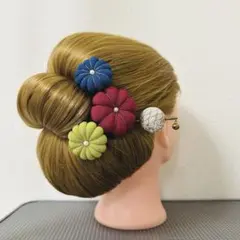 ちりめん細工・ちりめん髪飾り【3点セット】