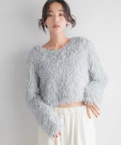 新品タグ付　lowrys farm フェザー2wayカーディガン　グレー
