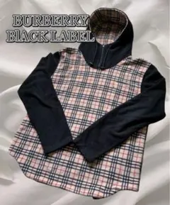 BURBERRY BlACK LABELフリースフーディーパーカーノバチェック