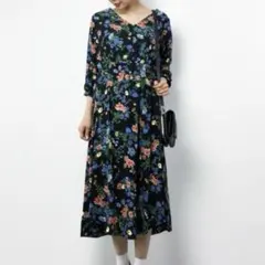 【美品】archives 花柄ワンピース　ボタニカル　フラワー　M