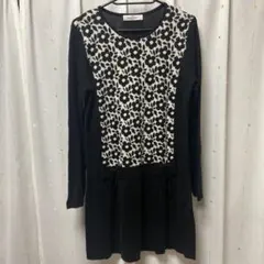 【ギャラリービスコンティ】花柄リボン付き長袖ニットチュニックサイズ2(M)