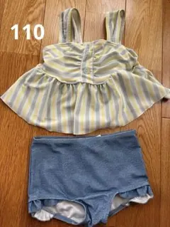女の子 水着 ストライプ セパレート ビキニ　110cm