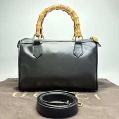 【極美品】GUCCI グッチバンブーレザーミニボストン　ブラック　黒2wayのサムネイル