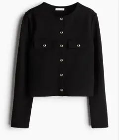 H&M ノーカラージャケット ブラック ゴールドボタンのサムネイル