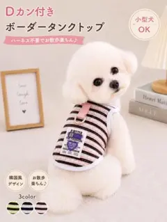 Dカン付き 犬服 ハーネス不要 ボーダー 韓国風 小型犬