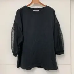 SEASON REASON チュール袖 ドッキングプルオーバー ブラック