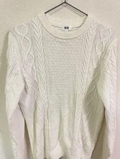 UNIQLO ケーブルニットセーター M ホワイト