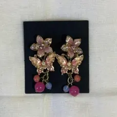 400.ANNA SUI　ピアス　蝶　花（ピンク）