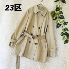 美品★23区◆トレンチコート スプリングコート ベルト付 裏地ストライプ 通勤のサムネイル