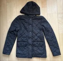 ブラック キルティングジャケット フード付き