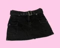 SPINNS デニムスカート ミニスカート グレー ベルト