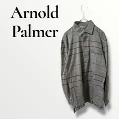 アーノルド・パーマー　ストライプ ポロシャツ メンズM チャコールグレー