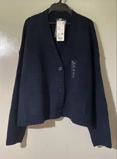 新品 ユニクロ スフレヤーンショートカーディガン ネイビー色 XL ユニセックス