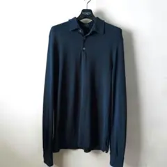 美品 イタリア製 ザノーネ アイスコットン カットソーシャツ 48 紺
