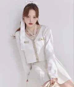 one after another NICE CLAUP 配色ニットカーディガン