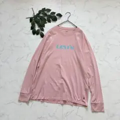 8394✾リーバイス✾長袖カットソー/ロンT【S】ピンク/ロゴプリント/綿100のサムネイル