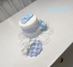 [MC-IB001] ミニチュア ミニケーキ アイスブルー リボンワッフル 薔薇