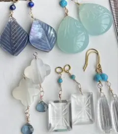 まとめて格安ピアスチャームセット＊ブルー系