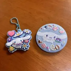 サンリオシナモロールラバーマスコットと刺繍缶バッジセット