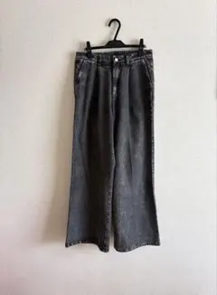 Casper John ワイドデニムパンツ　ウォッシュドブラック　M