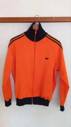 adidas オレンジ トラックジャケット デサント製