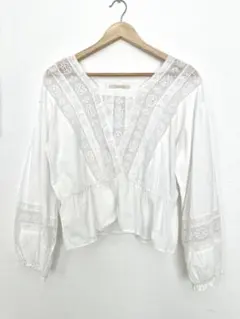 ヌキテパ　ホワイトレースブラウス　インド綿　コットン100%