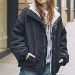 モノマート ナイロン ボアジャケット リバーシブル ブルゾン F ドローコード