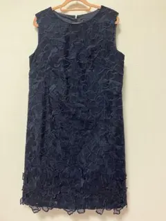 セレモニー　グレースコンチネンタル　ネイビー　花柄刺繍　38サイズ　ワンピース