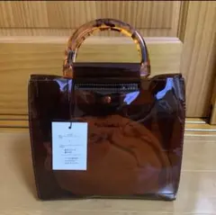 新品☆2Way巾着付きミニハンドバッグ べっ甲