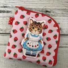 コヤンイサムチョン L字ファスナーポーチ リトルサンダー×レトロいちご