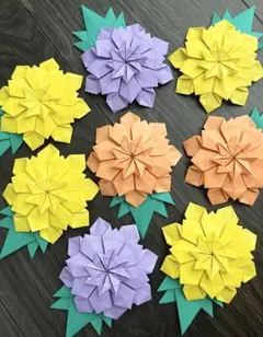 折り紙/菊/9月10月11月/お彼岸/秋/十五夜/掲示板/壁面飾り/吊るし飾り