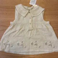 オフホワイト ワンピースとパンツセット 80