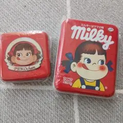 不二家 ペコちゃん ミルキー 缶ケース 2個セット