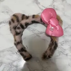 usj キティちゃんヒョウ柄 ピンクリボンカチューシャ