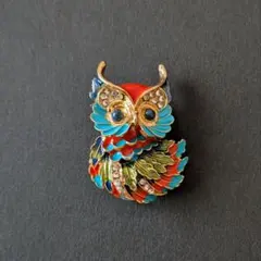 ふくろう カラフル ブローチ N104-18 フクロウ