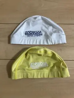 CENTRAL SPORTS 水泳帽 2点セット ホワイト・イエロー　Lサイズ