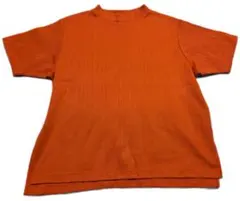 【大きいサイズ】オレンジ 半袖ニット 3L バックボタン付き