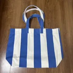 H&M ストライプ　ブルー　トート　バッグのサムネイル