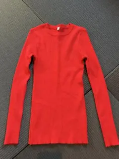 coca リブクルーネックニット　赤