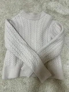 IENA ケーブル編み ニット 長袖 薄いピンク