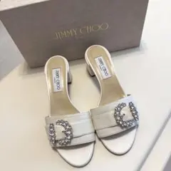 JIMMY CHOO パール 大粒 ミュール スエード ピンクベージュ 37 - メルカリ