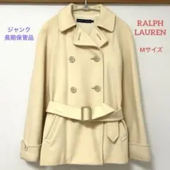 【ジャンク・長期保管品】ラルフローレン ハーフコート レディース M クリーム色
