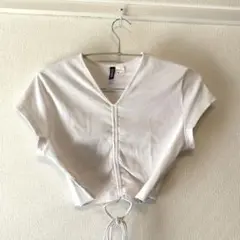 H&M ホワイト クロップドトップ 半袖　ショート丈