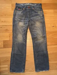 リーバイス　502 W32　赤ラッカーボタン　フラップポケット