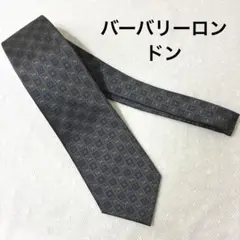 バーバリーロンドン　ネクタイ　ホースロゴ　犬　格子柄　ネイビー　紳士服　刺繍